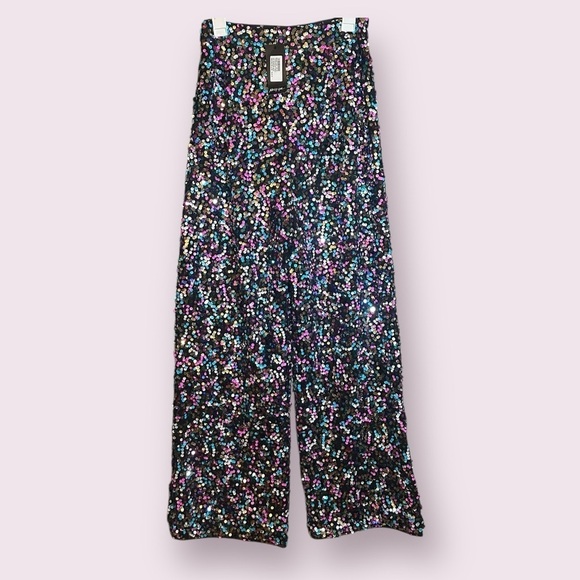 Nasty Gal Rainbow Sequin Wide Leg Pants size US 6 New Years NWT Immediate ship - Picture 5 of 11